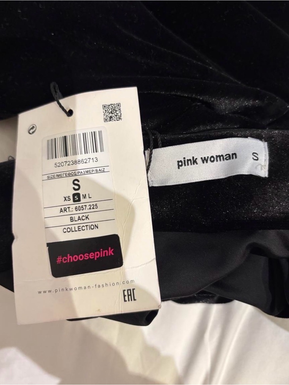 Pink Woman Black Velvet Bow Mini Dress